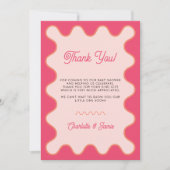 Retro Wavy Pink Curve-Baby shower Bedankkaart (Voorkant)