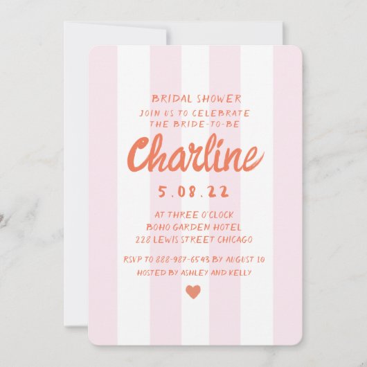 Retro Wavy Pink en Red Handwriting Vrijgezellenfee Kaart (Voorkant)