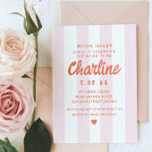 Retro Wavy Pink en Red Handwriting Vrijgezellenfee Kaart