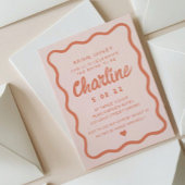 Retro Wavy Pink en Red Handwriting Vrijgezellenfee Kaart