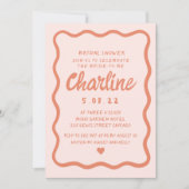 Retro Wavy Pink en Red Handwriting Vrijgezellenfee Kaart (Voorkant)