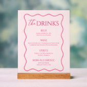 Retro Wavy Roze Drank Menu Bar Acryl Bord (Neutraal)