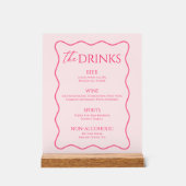Retro Wavy Roze Drankjes Menu Bar Acryl Bord (Voorkant)