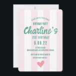 Retro Wavy Roze Gestreept Handschrift 21e Verjaard Kaart<br><div class="desc">Retro Wavy Roze Gestreept Handschrift 21e Verjaardag</div>