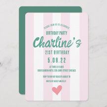 Retro Wavy Roze Gestreept Handschrift 21e Verjaard
