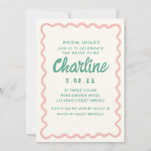 Retro Wavy Roze & Groen Handschrift Vrijgezellenfe Kaart