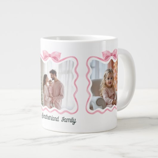  Retro Wavy Roze Lint Fotocollage Grote Koffiekop (Voorkant rechts)