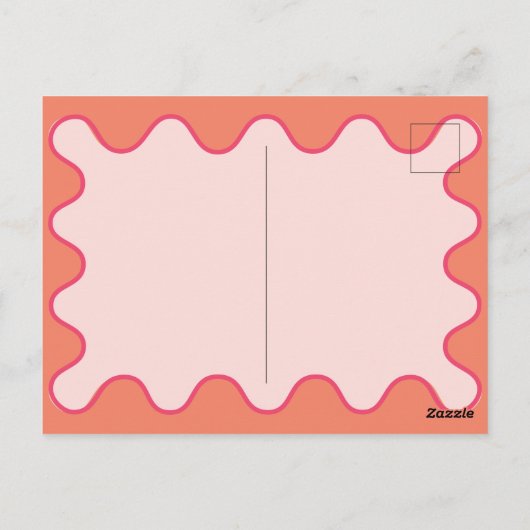 Retro Wavy Roze Oranje Baby Shower Uitnodiging (Achterkant)