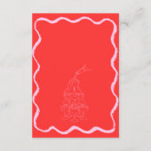 Retro Wavy Roze & Rood Handgeschreven Bruiloft Det Informatiekaartje (Achterkant)