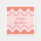 Retro Wavy Sinaasappel Roze Curve Baby shower Servet (Voorkant)