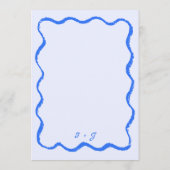 Retro Wavy Squiggle Blauw Handgeschreven Bruiloft Menu (Achterkant)