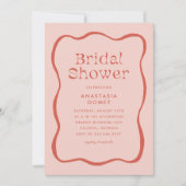 Retro Wavy Squiggle Lijst in Oranje Vrijgezellenfe Kaart (Voorkant)