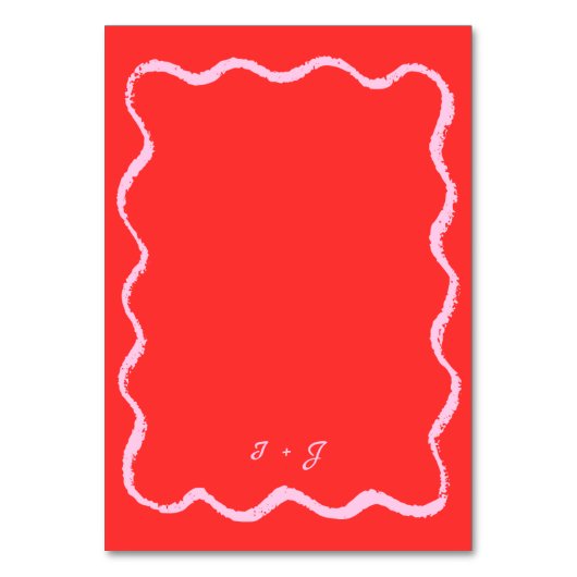 Retro Wavy Squiggle Roze Rood Handgeschreven Bruil Kaart (Achterkant)