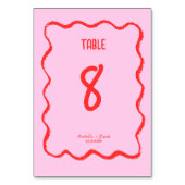 Retro Wavy Squiggle Roze Rood Handgeschreven Bruil Kaart (Voorkant)