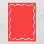 Retro Wavy Squiggle Roze Rood Handgeschreven Bruil Menu (Achterkant)