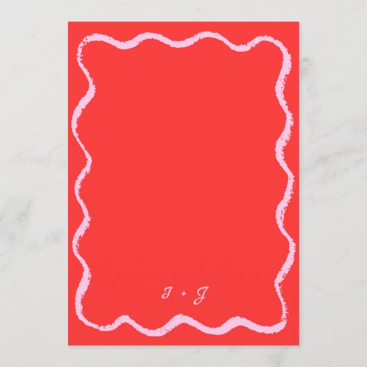Retro Wavy Squiggle Roze Rood Handgeschreven Bruil Menu (Achterkant)