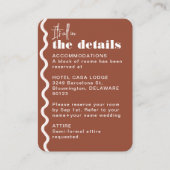 Retro Wavy Squiggly Terracotta Wedding Details Informatiekaartje (Voorkant)