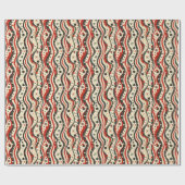 Retro Wavy Stripe Patroon met sterren en cirkel Cadeaupapier (Vlak)