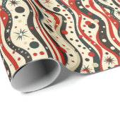 Retro Wavy Stripe Patroon met sterren en cirkel Cadeaupapier (Rol Hoek)