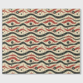 Retro Wavy Stripe Patroon met sterren en cirkel Cadeaupapier (Vlak)