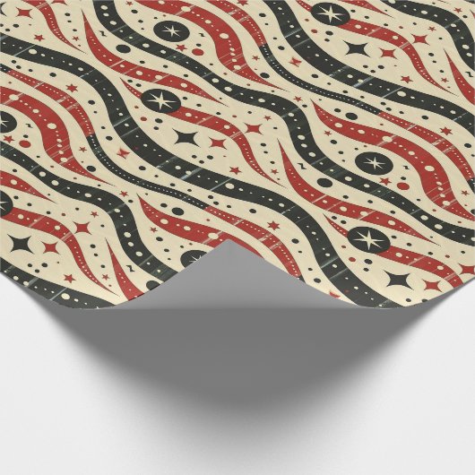 Retro Wavy Stripe Patroon met sterren en cirkel Cadeaupapier (Hoek)