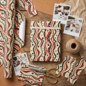 Retro Wavy Stripe Patroon met sterren en cirkel Cadeaupapier