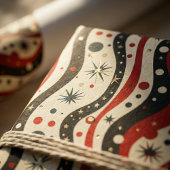 Retro Wavy Stripe Patroon met sterren en cirkel Cadeaupapier