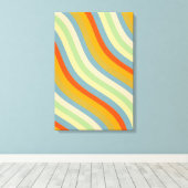 Retro Wavy Stripes Coastal Pattern Art Canvas Afdruk (Insitu (Houten vloer))