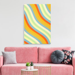 Retro Wavy Stripes Coastal Pattern Art Canvas Afdruk