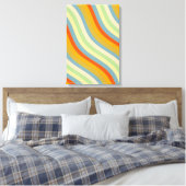 Retro Wavy Stripes Coastal Pattern Art Canvas Afdruk (Insitu (Slaapkamer))