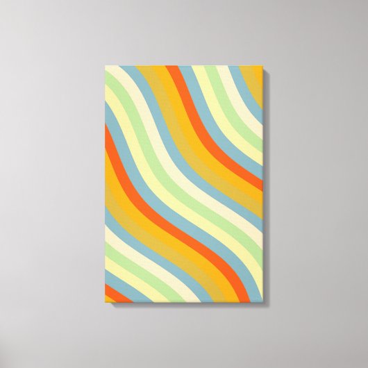 Retro Wavy Stripes Coastal Pattern Art Canvas Afdruk (Voorkant)