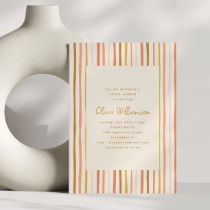 Retro Wavy Stripes Mosterd Blush Vrijgezellenfeest Kaart