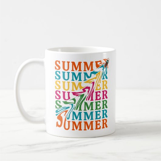 Retro Wavy "SUMMER" Text Art Design Koffiemok (Links)