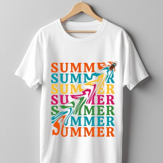 Retro Wavy "SUMMER" Text Art Design T-shirt