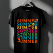 Retro Wavy "SUMMER" Text Art Design T-shirt