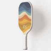Retro Wavy Sunset Monogram Initials Pickleball Paddle (Links)