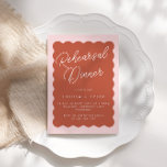 Retro Wavy Terracotta & Blush Rehearsal Dinner Kaart<br><div class="desc">Retro Wavy Terracotta & Blush Rehearsal Dinner Invitation met whimsical font.</div>