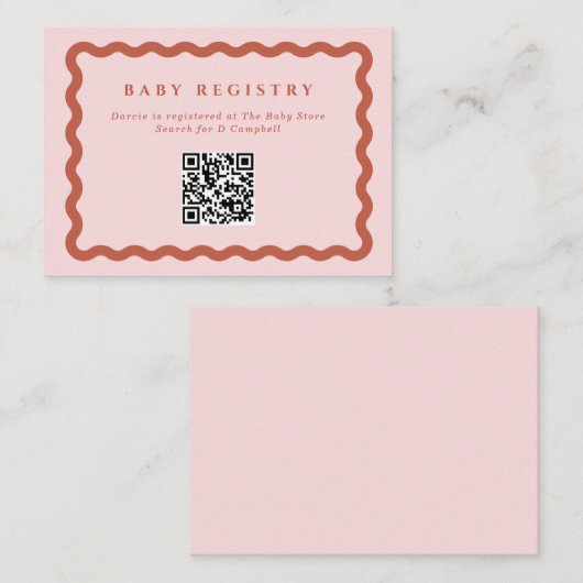 Retro Wavy Terracotta Lijst Registry QR Code Informatiekaartje (Voorkant / Achterkant)