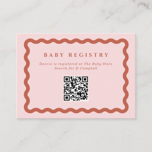 Retro Wavy Terracotta Lijst Registry QR Code Informatiekaartje (Voorkant)