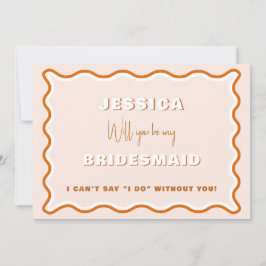 Retro Wavy Terracotta Photo Bridesmaid Voorstel Kaart