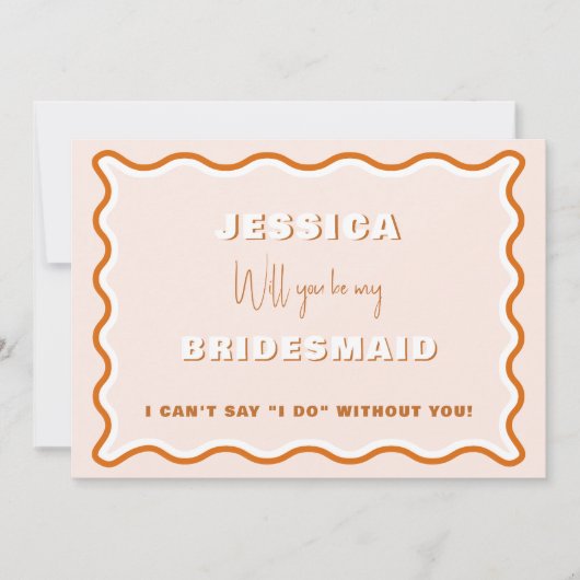 Retro Wavy Terracotta Photo Bridesmaid Voorstel Kaart (Voorkant)