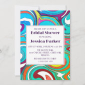 Retro Wavy Unieke Kleurrijke Bruiloft Feest Kaart (Voorkant)