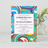 Retro Wavy Unieke Kleurrijke Bruiloft Feest Kaart (Staand voorkant)