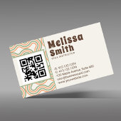 Retro Wavy Vertical Side Pattern QR Code  Visitekaartje