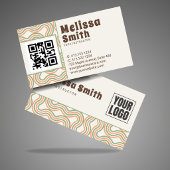 Retro Wavy Vertical Side Pattern QR Code  Visitekaartje