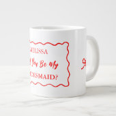 Retro Wavy Wil Je Mijn Bruidsmeisje Zijn Aanzoek 2 Grote Koffiekop (Voorkant rechts)