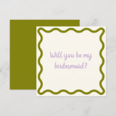 Retro Wavy: "Wil je mijn bruidsmeisje zijn?" voors Kaart (Voorkant / Achterkant)