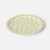 Retro Wavy Yellow Checkerboard met gestroomlijnde Papieren Bordje (Gekanteld)