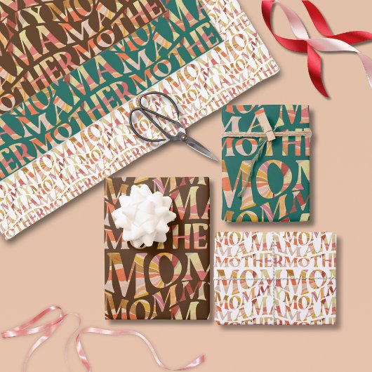 Retro Wavy Zomer Sunset Vibes Moederdag Inpakpapier Vel