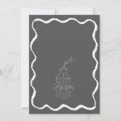 Retro Wavy Zwart Wit Handgeschreven Bruiloft Detai Kaart (Achterkant)